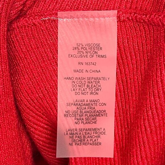 LIV Milano Deep Red Bow Rhinestone Embellished Sweater Dolman Sleeve Size L NWT - Picture 7 of 9